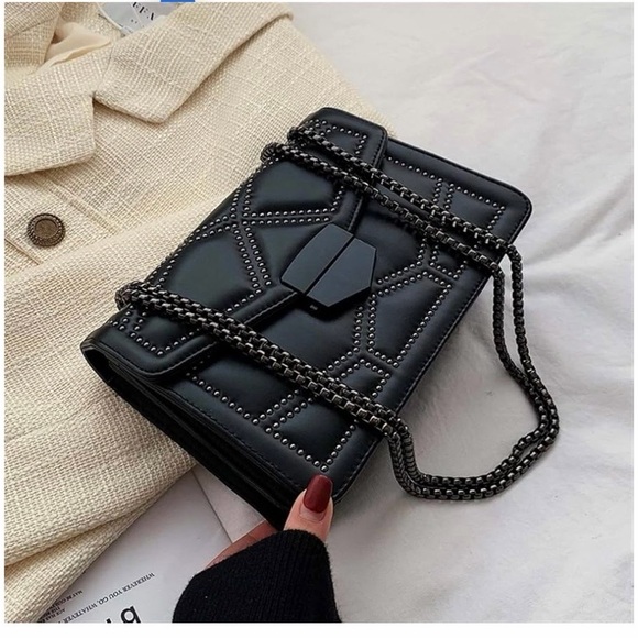 NWOT Black Sycamore Leather Studded Crossbody Bag - Picture 2 of 6